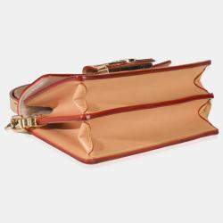 Pre Owned Louis Vuitton Dauphine PM Pink Brown Woven Leather Shoulder Bag