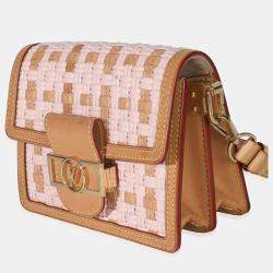 Pre Owned Louis Vuitton Dauphine PM Pink Brown Woven Leather Shoulder Bag