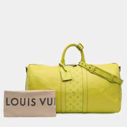 Pre Owned Louis Vuitton Yellow Taigarama Keepall Bandouliere 50