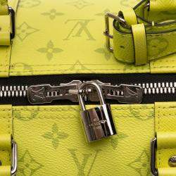 Pre Owned Louis Vuitton Yellow Taigarama Keepall Bandouliere 50