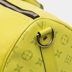Pre Owned Louis Vuitton Yellow Taigarama Keepall Bandouliere 50