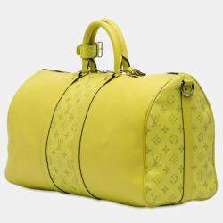 Pre Owned Louis Vuitton Yellow Taigarama Keepall Bandouliere 50
