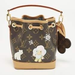مملوكة مسبقًا Louis Vuitton Noe Nano Monogram Azur Frost Canvas Bucket Bag