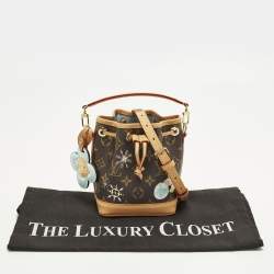مملوكة مسبقًا Louis Vuitton Noe Nano Monogram Azur Frost Canvas Bucket Bag