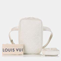 Pre Owned Louis Vuitton White Monogram Taurillon Utility Side 