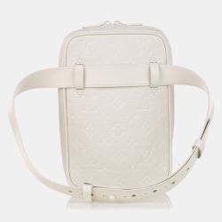 Pre Owned Louis Vuitton White Monogram Taurillon Utility Side 