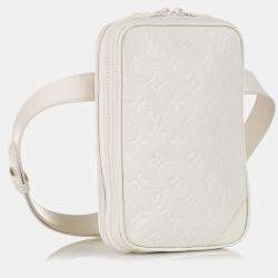 Pre Owned Louis Vuitton White Monogram Taurillon Utility Side 