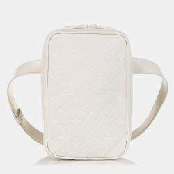 Pre Owned Louis Vuitton White Monogram Taurillon Utility Side 