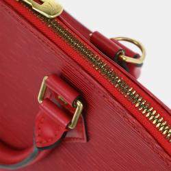 Pre Owned Louis Vuitton Red Epi Alma Handbag