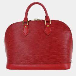 Pre Owned Louis Vuitton Red Epi Alma Handbag