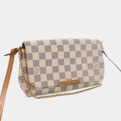 مملوكة مسبقًا Louis Vuitton Damier Azur Favorite MM White Blue Canvas Shoulder Bag