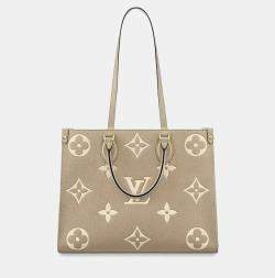 Pre Owned حقيبة لوي فيتون أون ذا جو جلد ثنائي اللون  MM بيج، رمادي