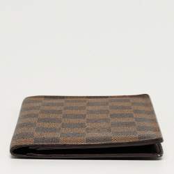 Pre Owned Louis Vuitton Damier Ebene Canvas Bifold Long Wallet