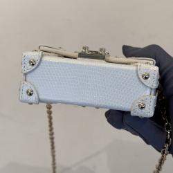 Pre Owned Louis Vuitton Mini trunk white iridescent lizard leather