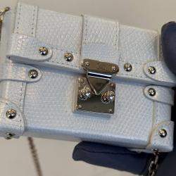 Pre Owned Louis Vuitton Mini trunk white iridescent lizard leather