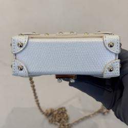Pre Owned Louis Vuitton Mini trunk white iridescent lizard leather