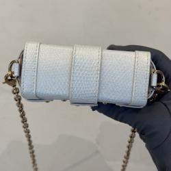 Pre Owned Louis Vuitton Mini trunk white iridescent lizard leather