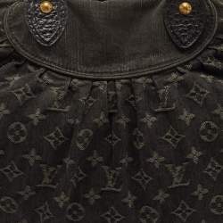 Pre Owned Louis Vuitton Cabby GM Black Monogram Denim and Leather Neo Tote