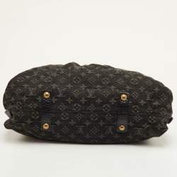 Pre Owned Louis Vuitton Cabby GM Black Monogram Denim and Leather Neo Tote