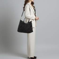 Pre Owned Louis Vuitton Cabby GM Black Monogram Denim and Leather Neo Tote