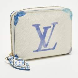 Pre Owned Louis Vuitton Zippy Blue Monogram Giant By The Pool Canvas Coin Purse