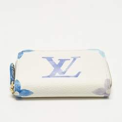 Pre Owned Louis Vuitton Zippy Blue Monogram Giant By The Pool Canvas Coin Purse