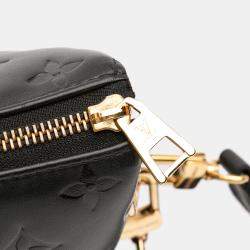 Pre Owned Louis Vuitton Black Monogram Embossed Puffy Lambskin Coussin PM