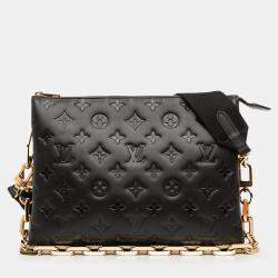 Pre Owned Louis Vuitton Black Monogram Embossed Puffy Lambskin Coussin PM