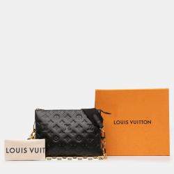 Pre Owned Louis Vuitton Black Monogram Embossed Puffy Lambskin Coussin PM