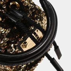 مملوكة مسبقًا Louis Vuitton Gold Black Mini Noe Rococo All Sequin Bag