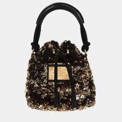 مملوكة مسبقًا Louis Vuitton Gold Black Mini Noe Rococo All Sequin Bag