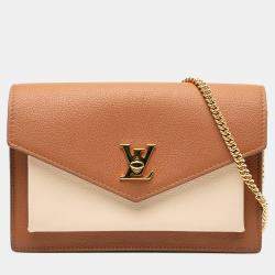 Pre Owned Louis Vuitton Brown Bicolor Leather MyLockMe Chain Pochette