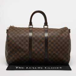 Pre Owned Louis Vuitton Keepall Bandouliere 45 Damier Ebene Canvas Bag