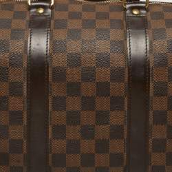 Pre Owned Louis Vuitton Keepall Bandouliere 45 Damier Ebene Canvas Bag
