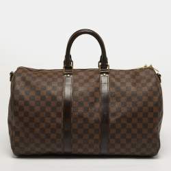 Pre Owned Louis Vuitton Keepall Bandouliere 45 Damier Ebene Canvas Bag