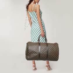 Pre Owned Louis Vuitton Keepall Bandouliere 45 Damier Ebene Canvas Bag