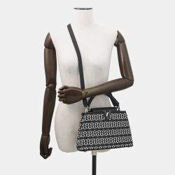 Pre Owned Louis Vuitton Capucines Noir/White Leather Size BB