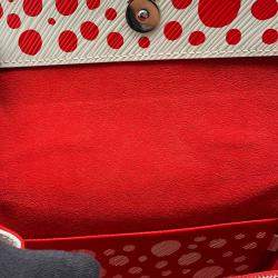 مملوكة مسبقًا حقيبة ميني لوي فيتون مونوغرام LV x YK 2023 كلوني جلد إيبي أبيض/أحمر إنفينيتي دوت