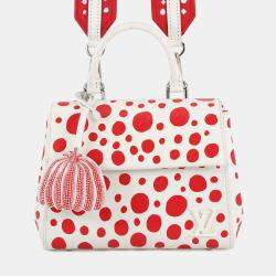 مملوكة مسبقًا حقيبة ميني لوي فيتون مونوغرام LV x YK 2023 كلوني جلد إيبي أبيض/أحمر إنفينيتي دوت