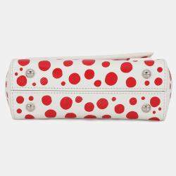 مملوكة مسبقًا حقيبة ميني لوي فيتون مونوغرام LV x YK 2023 كلوني جلد إيبي أبيض/أحمر إنفينيتي دوت