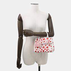 مملوكة مسبقًا حقيبة ميني لوي فيتون مونوغرام LV x YK 2023 كلوني جلد إيبي أبيض/أحمر إنفينيتي دوت