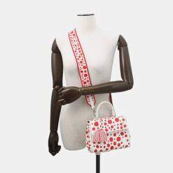 مملوكة مسبقًا حقيبة ميني لوي فيتون مونوغرام LV x YK 2023 كلوني جلد إيبي أبيض/أحمر إنفينيتي دوت