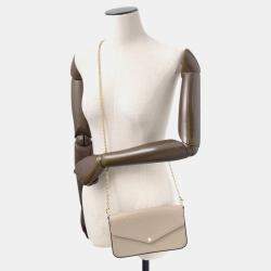 Pre Owned Louis Vuitton Felicie Pochette Beige Epi Leather