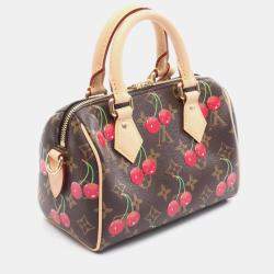 Pre Owned حقيبة لوي فويتون تاكاشي موراكامي سبيدي باندولير 20 قماش مطلي بي في سي وجلد مونوغرام بني الكرز