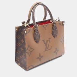 مملوكة مسبقًا حقيبة يد لوي فيتون أون ذا جو PM مونوغرام جاينت ريفيرس قماش مطلي PVC بني/بيج