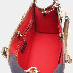 مملوكة مسبقًا حقيبة يد لوي فيتون أون ذا جو PM مونوغرام جاينت ريفيرس قما ش مطلي PVC بني/بيج