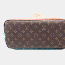 Pre Owned حقيبة لوي فيتون لويس فيتون Lv X Yk نافرفل توت حقيبة قماش مطلي وجلد مونوغرام نمط نقاط اليقطين بني