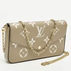 Pre Owned Louis Vuitton Felicie Tourterelle /Crème Damier Ebene Canvas Pochette Bag