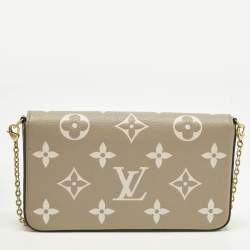 Pre Owned Louis Vuitton Felicie Tourterelle /Crème Damier Ebene Canvas Pochette Bag