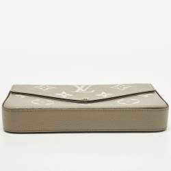 Pre Owned Louis Vuitton Felicie Tourterelle /Crème Damier Ebene Canvas Pochette Bag